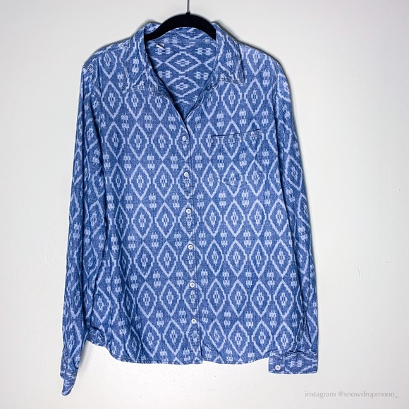 chambray diamond patterned button down - Picture 1 of 3